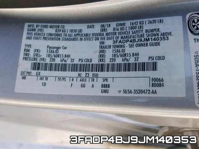 3FADP4BJ9JM140353 фото 2