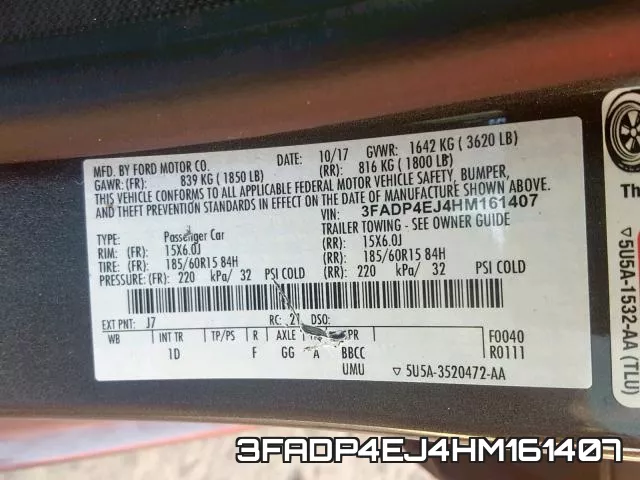 3FADP4EJ4HM161407 фото 2