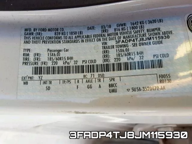 3FADP4TJ8JM115930 фото 2