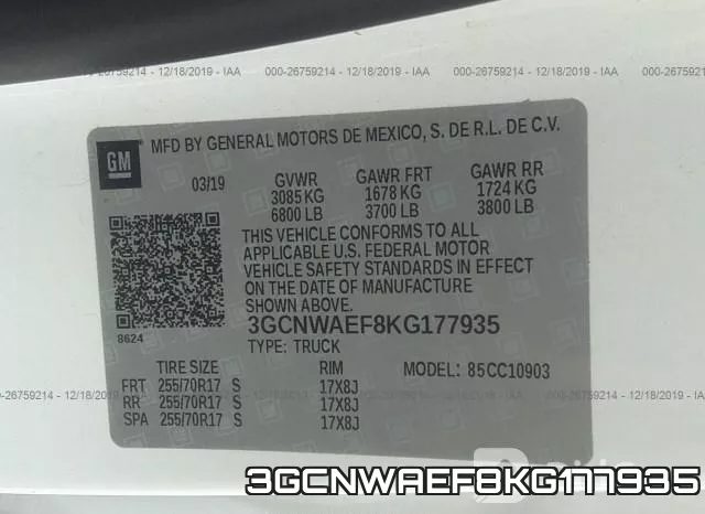 3GCNWAEF8KG177935 фото 10