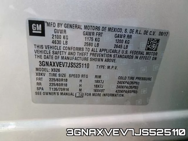 3GNAXVEV7JS525110 фото 2
