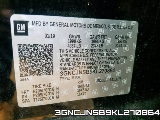 3GNCJNSB9KL270864 фото 2