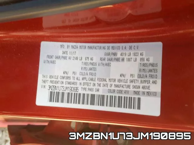 3MZBN1U73JM190895 фото 2