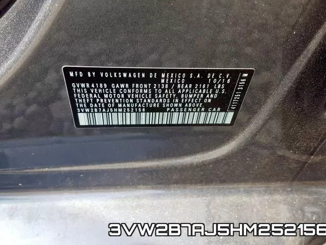 3VW2B7AJ5HM252156 фото 2