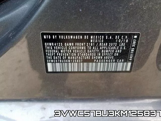 3VWC57BU3KM125837 фото 2