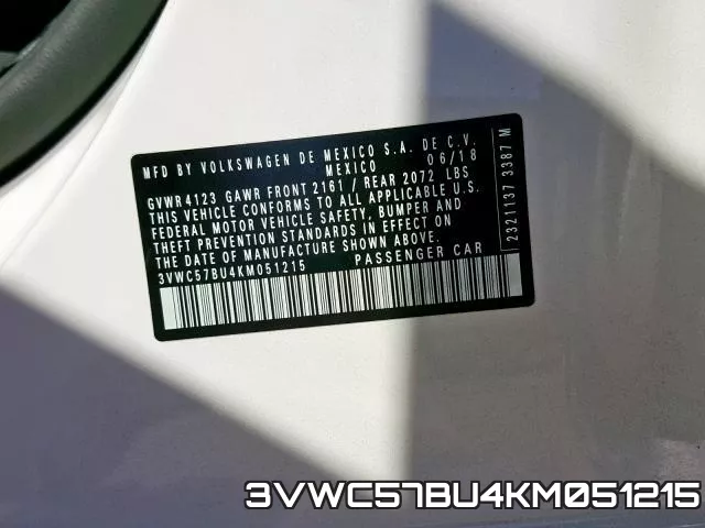 3VWC57BU4KM051215 фото 2