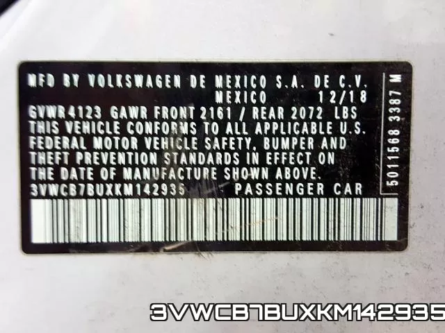 3VWCB7BUXKM142935 фото 2