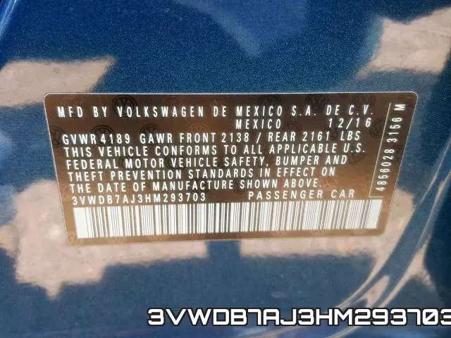 3VWDB7AJ3HM293703 фото 2
