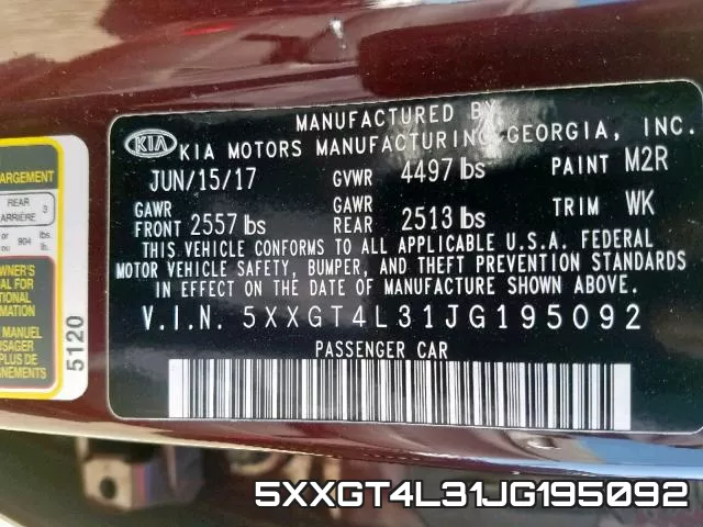 5XXGT4L31JG195092 фото 2