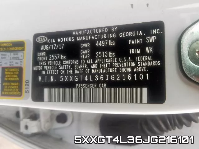 5XXGT4L36JG216101 фото 2
