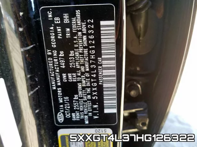 5XXGT4L37HG126322 фото 2