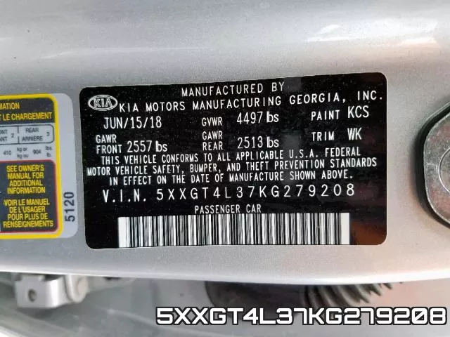 5XXGT4L37KG279208 фото 2