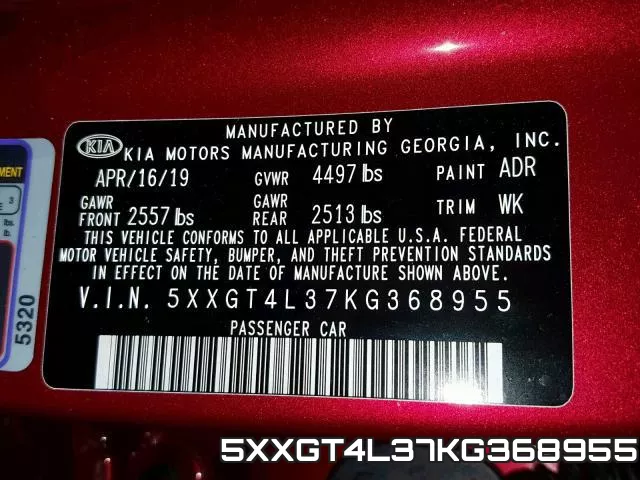 5XXGT4L37KG368955 фото 2