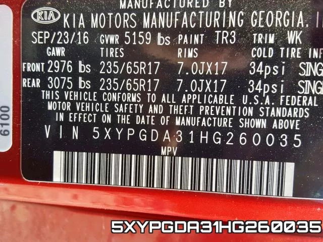 5XYPGDA31HG260035 фото 2