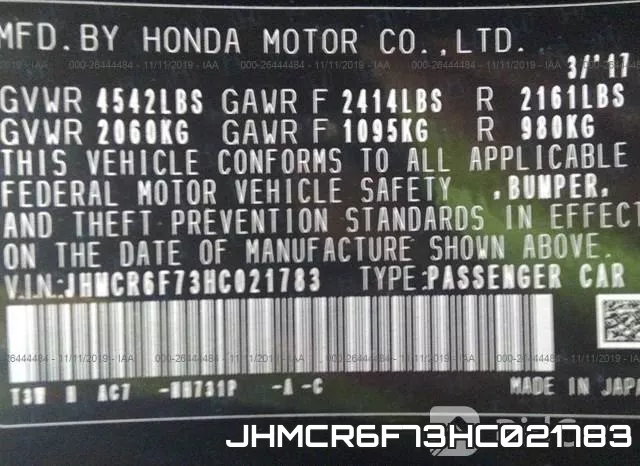 JHMCR6F73HC021783 фото 10