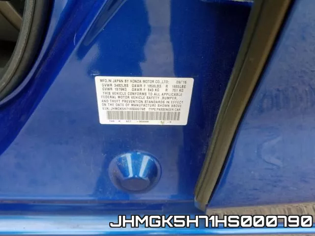 JHMGK5H71HS000790 фото 2
