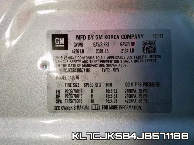KL7CJKSB4JB571188 фото 2