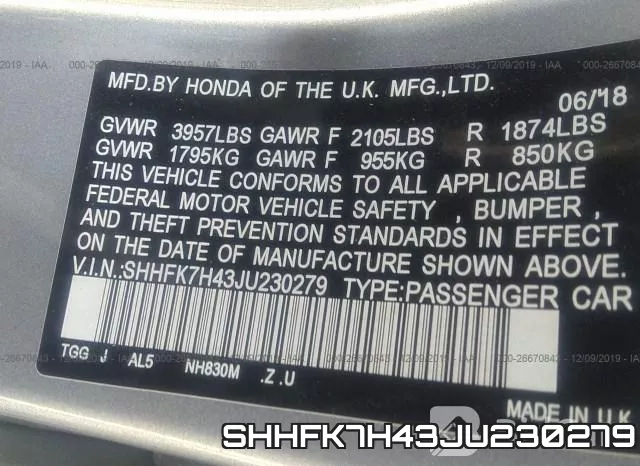SHHFK7H43JU230279 фото 10