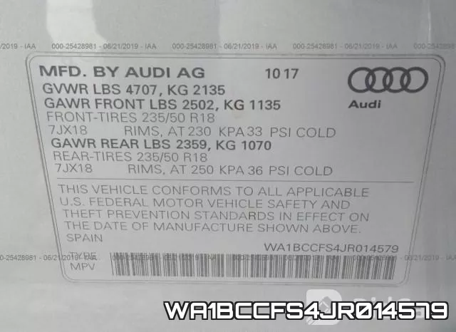 WA1BCCFS4JR014579 фото 10