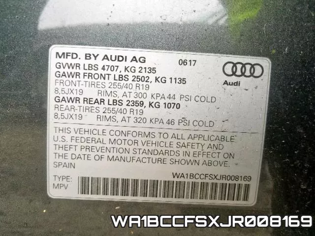 WA1BCCFSXJR008169 фото 2