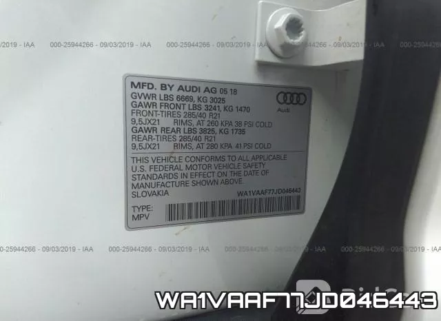 WA1VAAF77JD046443 фото 10