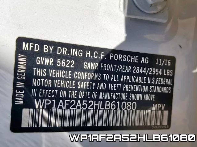 WP1AF2A52HLB61080 фото 2