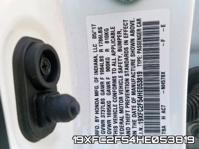 19XFC2F54HE053819 фото 2