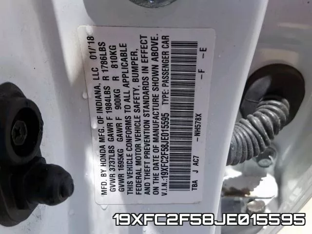 19XFC2F58JE015595 фото 2