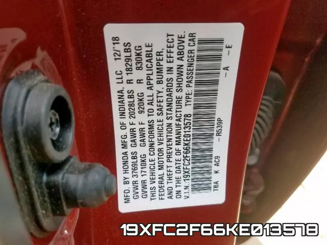 19XFC2F66KE013578 фото 2