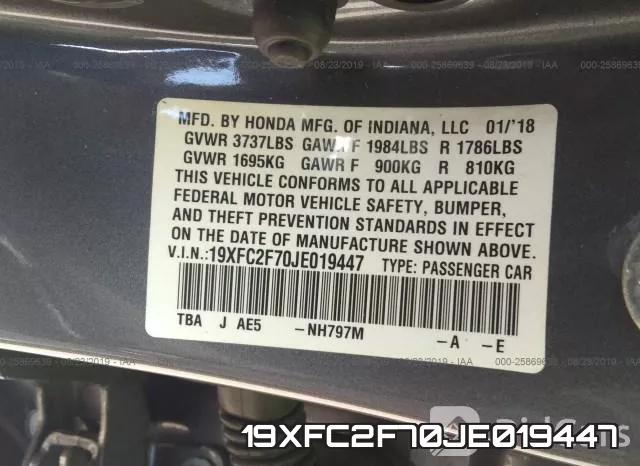 19XFC2F70JE019447 фото 9