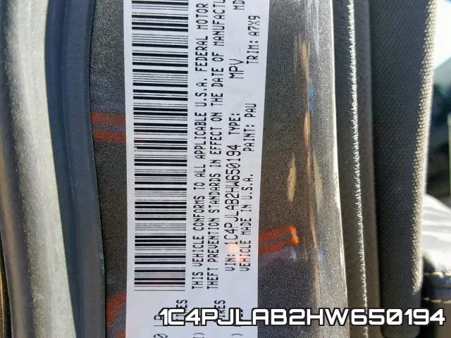 1C4PJLAB2HW650194 фото 2