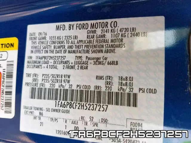 1FA6P8CF2H5237257 фото 2