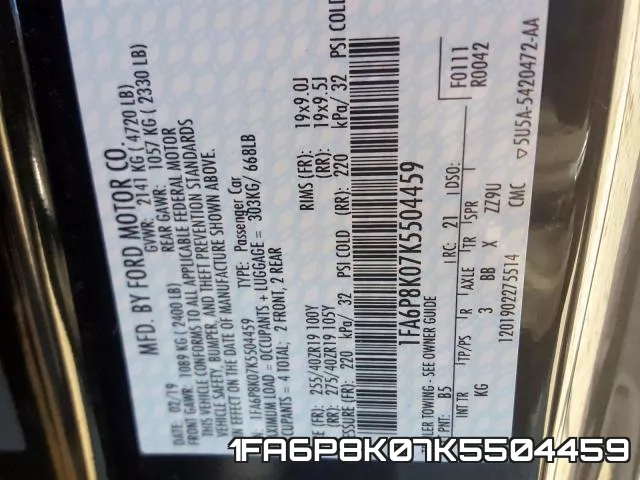1FA6P8K07K5504459 фото 2