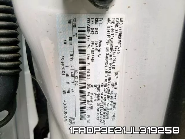 1FADP3E21JL319258 фото 2
