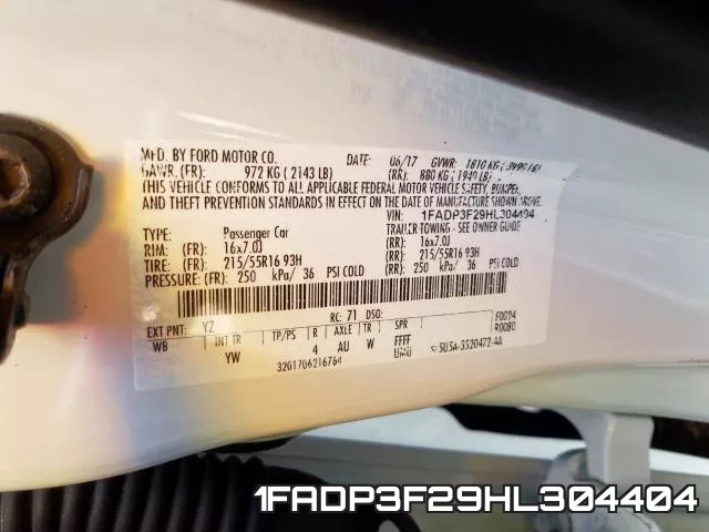1FADP3F29HL304404 фото 2
