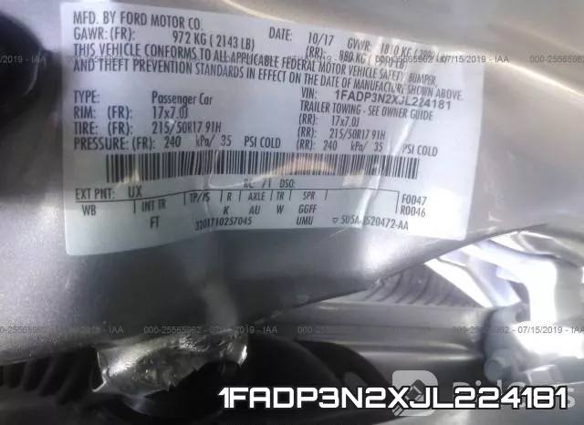1FADP3N2XJL224181 фото 9