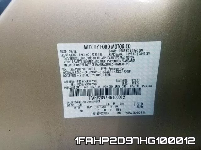 1FAHP2D97HG100012 фото 2