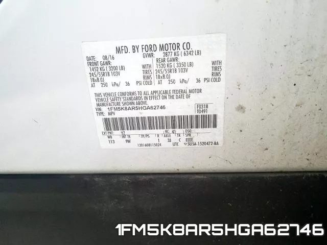 1FM5K8AR5HGA62746 фото 2