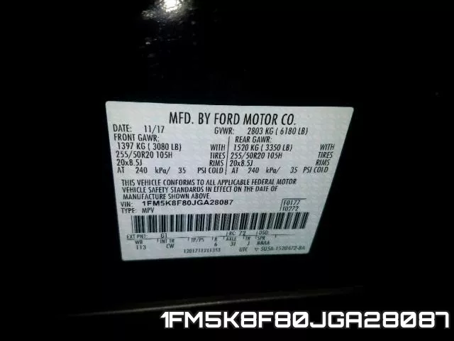 1FM5K8F80JGA28087 фото 2