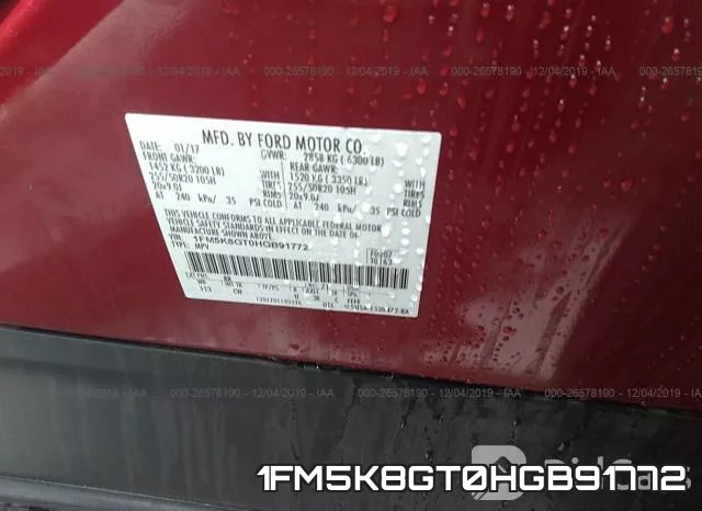 1FM5K8GT0HGB91772 фото 9