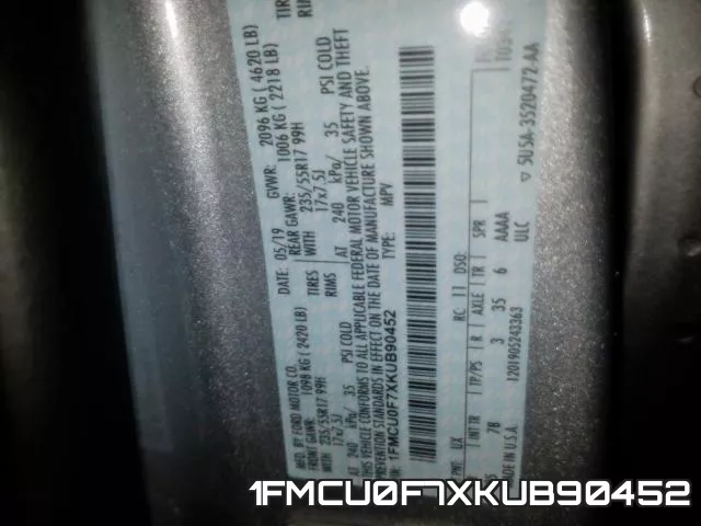 1FMCU0F7XKUB90452 фото 2