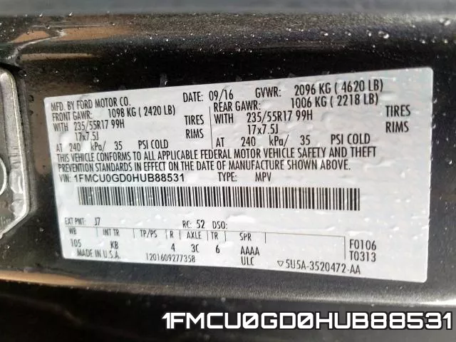 1FMCU0GD0HUB88531 фото 2