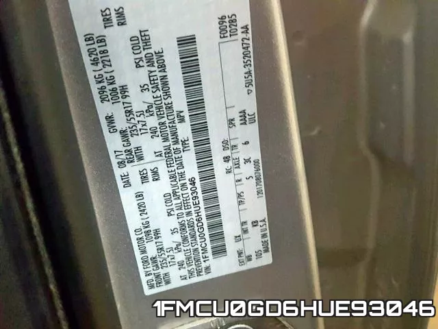 1FMCU0GD6HUE93046 фото 2