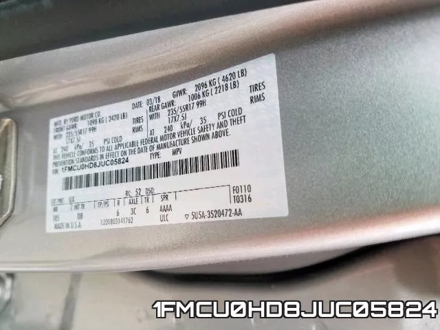 1FMCU0HD8JUC05824 фото 2