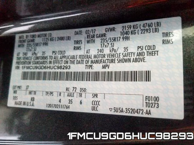 1FMCU9GD6HUC98293 фото 2
