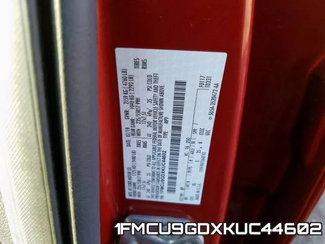 1FMCU9GDXKUC44602 фото 2