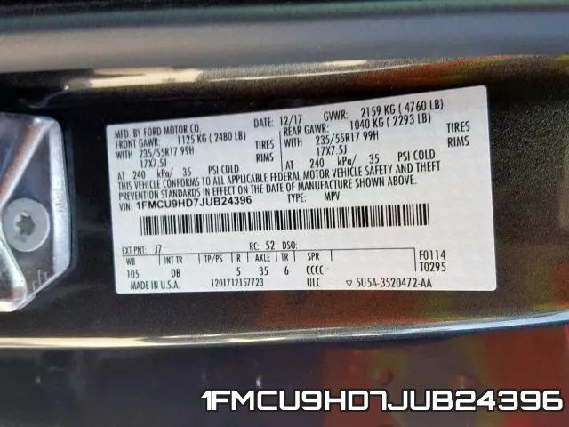 1FMCU9HD7JUB24396 фото 2