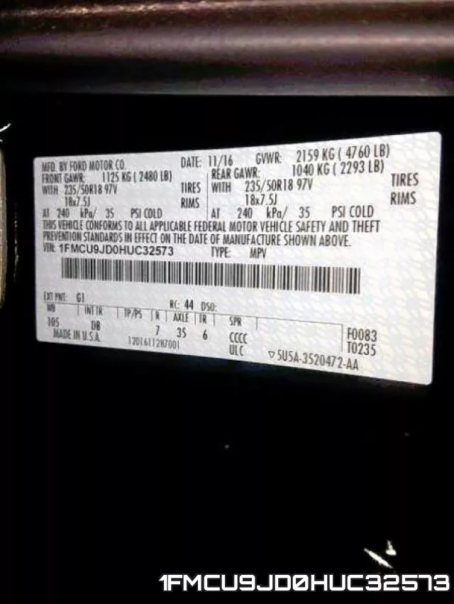 1FMCU9JD0HUC32573 фото 2