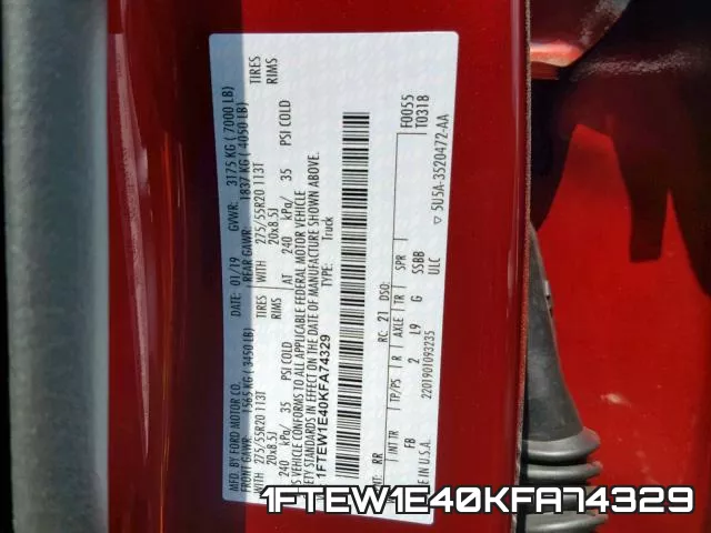 1FTEW1E40KFA74329 фото 2