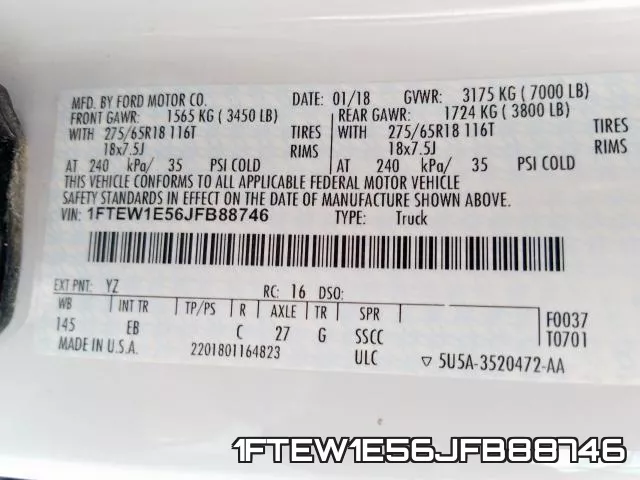 1FTEW1E56JFB88746 фото 2